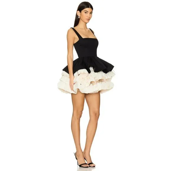 Bronx and Banco Catalina Mini Dress in Black & Beige - Picture 2 of 8